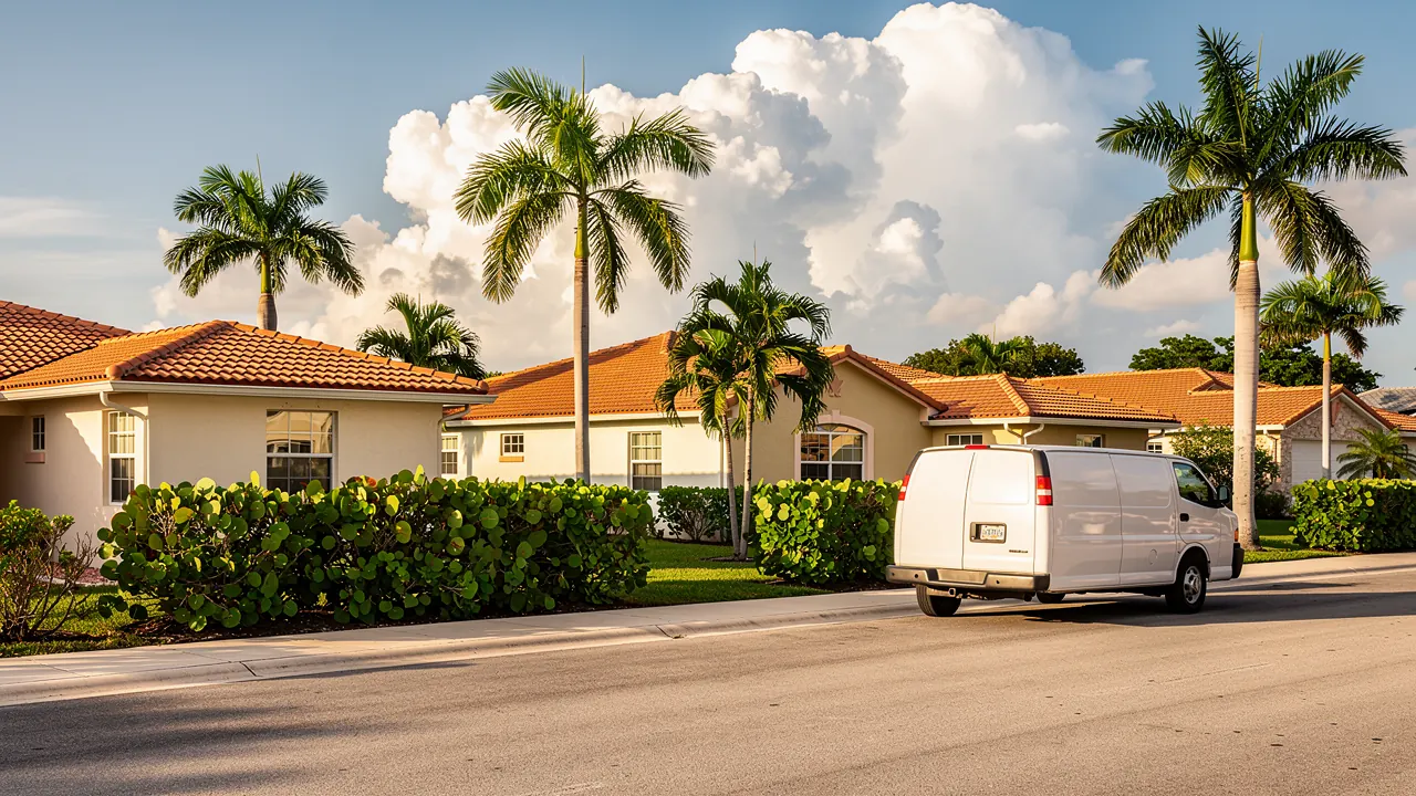 Cream stucco homes in Miami-Dade County where local pest control pros work