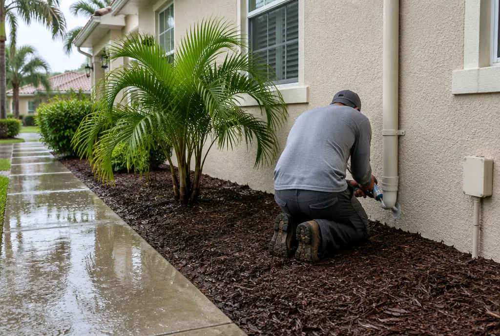 Sealing an entry point against palmetto bugs at a Miami home